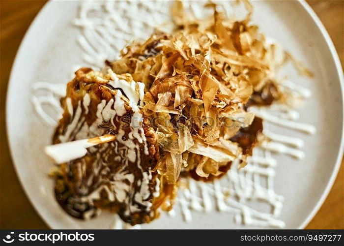 Okonomiyaki Cheese Sandwich, Japanese food , selective focus . Okonomiyaki Cheese Sandwich, Japanese food