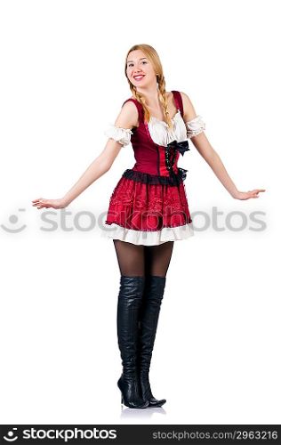 Oktoberfest concept with woman on white