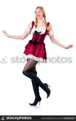 Oktoberfest concept with woman on white