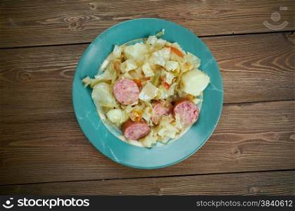 Oktoberfest Stew with Sausage and Potatoes - product typical Bavarian germany