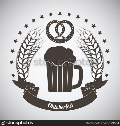 Oktoberfest Vintage Emblem. Dark brown over gray gradient background. Vector Illustration.