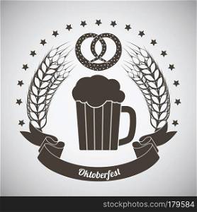 Oktoberfest Vintage Emblem. Dark brown over gray gradient background. Vector Illustration.