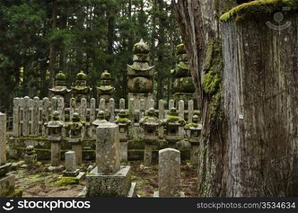 Okunoin cemetery . Okunoin cemetery at Mount Koya and Koya-san in Wakayama, Japan. World Heritage Site
