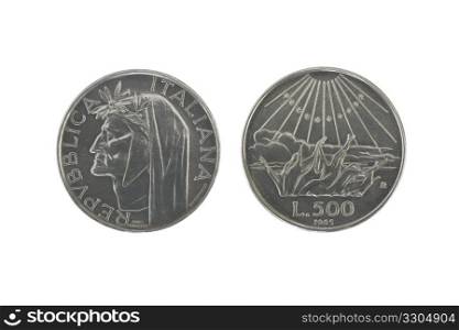 Old 500 lire italian silver coins