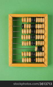 old abacus on the green background