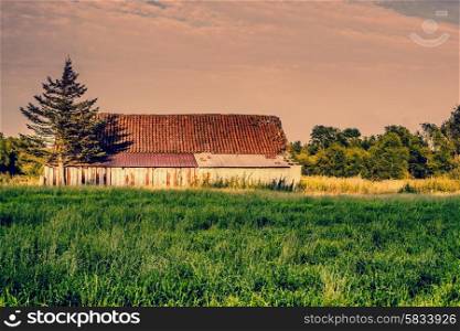 Old abandoned barn in the countryside