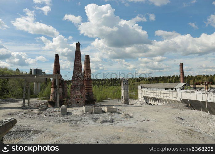 Old abandoned marble factory in Ruskeala, Karelia republic, Russia