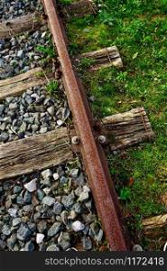 old abandoned railroad track on the station in Bilbao city Spain