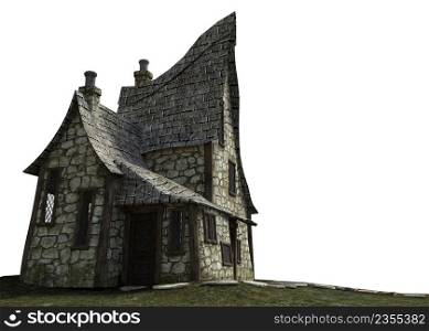 Old abstract spooky Halloween witch house, 3D Illustration.