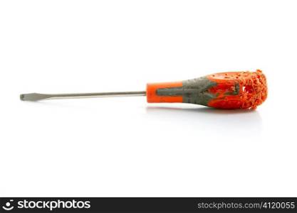 Old aged screw driver in orange and gray