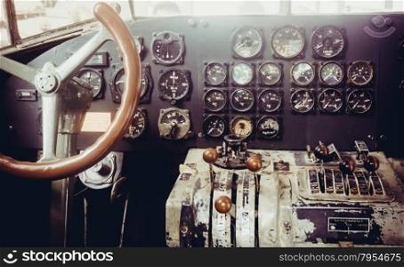 old airplane cockpit