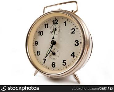 old alarm clock isolated on white background