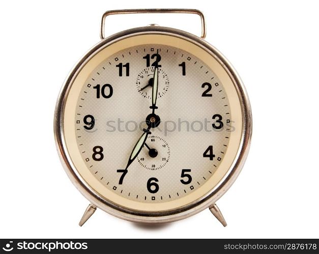 old alarm clock isolated on white background
