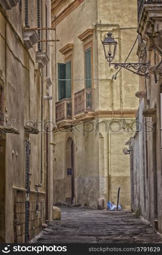 Old alley in the old town of Gallipoli (Le)) in the southern of Italy