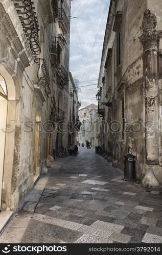 Old alley in the old town of Lecce in the southern of Italy