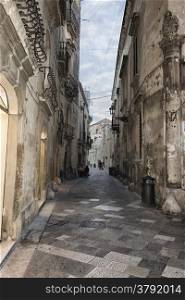Old alley in the old town of Lecce in the southern of Italy