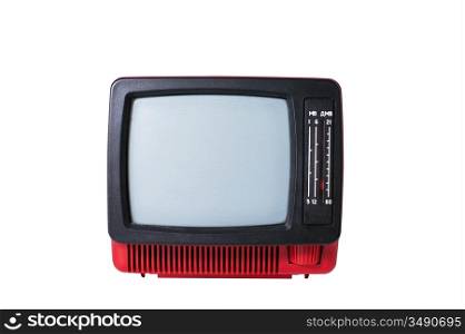 old analog TV set isolated on white background