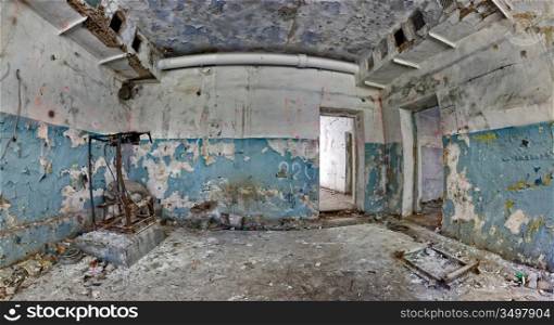 old and abandoned house inside hdr panorama