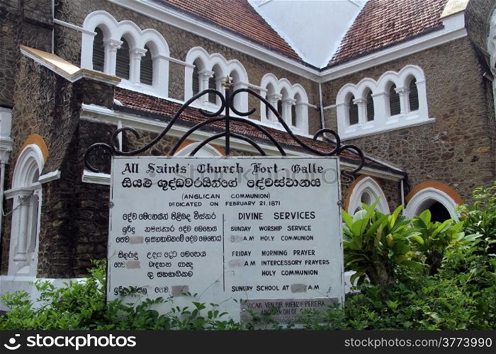 Old andlican church in Gale, Sri Lanka