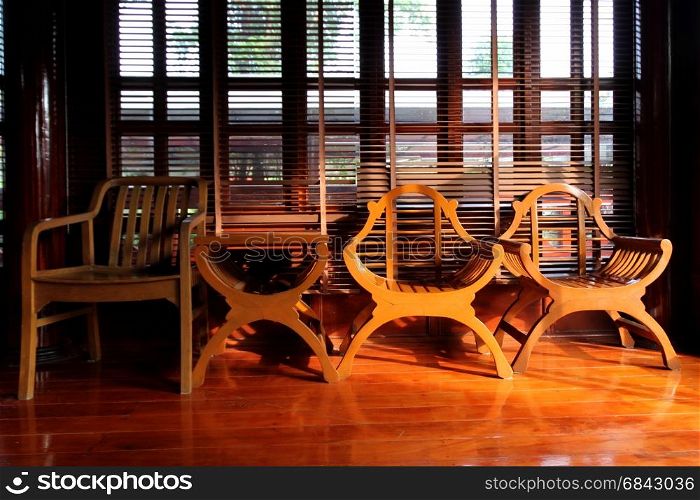 old antique wooden chairs in living room