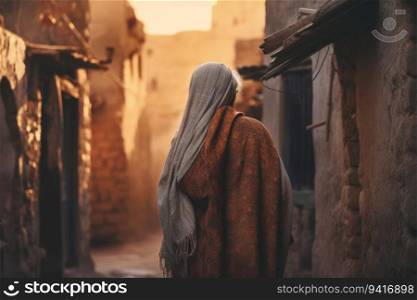 Old arab village arab old woman. Home ancient. Generate Ai. Old arab village arab old woman. Generate Ai