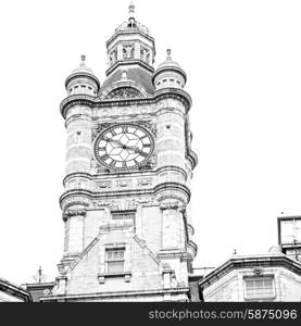 old architecture in london england windows and brick exterior wall