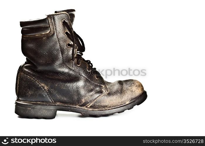 old army style boot isolated on white