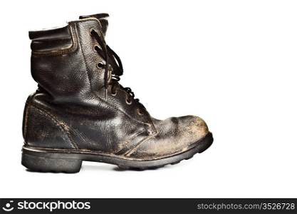 old army style boot isolated on white
