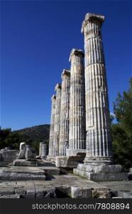 Old Athena temple on ruins of Priene, Turkey