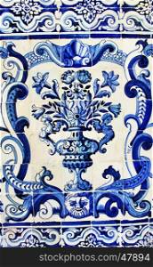 Old azulejos with the floral motif, Portugal.