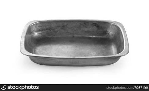 Old baking pan isolated on white with clipping path