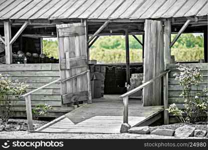 old barn at the farm on sunny day