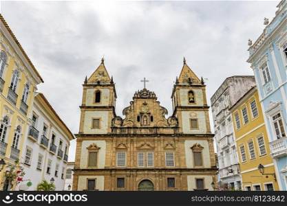 Old baroque church in Pelourinho square in the city of Salvador, Bahia. Old baroque church in Pelourinho district