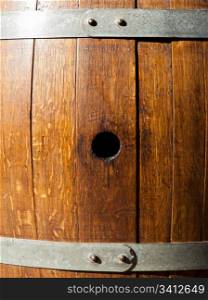 Old barrel made of wood used for Italian wine production