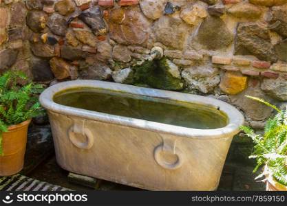 old bath in the famous Palace of the Alcazaba in Malaga Spain