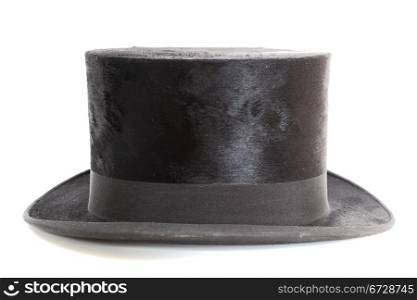 old black elegant topper hat over white background