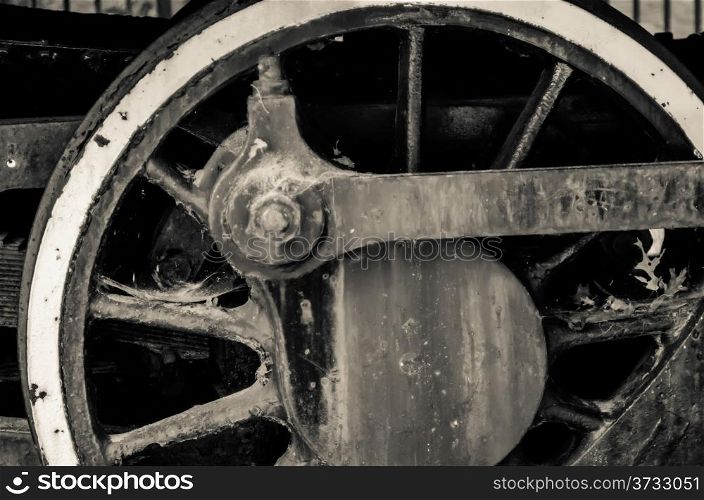 old black locomotive engine details