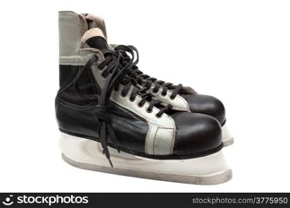 old black skates on white background