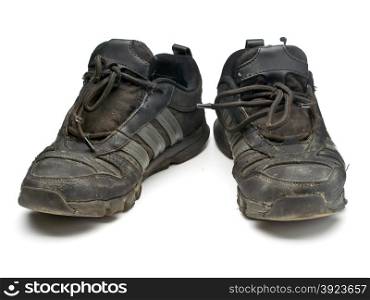 old black sneakers on white background