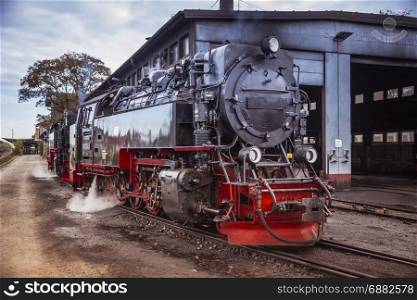 old black steam locomotive still in use in Germany from Wernigerode to the hill called brocken