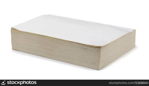 Old blank paperback book isolated on white