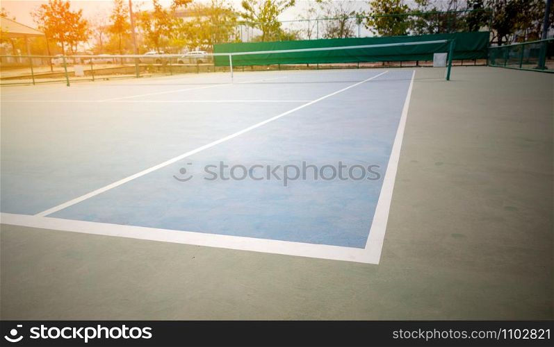 old blue tennis court