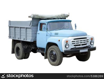 Old blue truck isolated on white