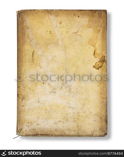 Old book cover, vintage texture, isolated on white background with clipping path