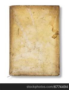Old book cover, vintage texture, isolated on white background with clipping path
