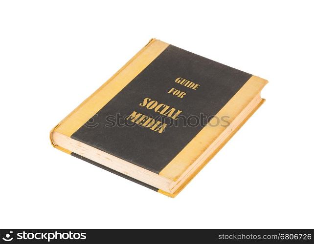 Old book with a social media concept title, white background