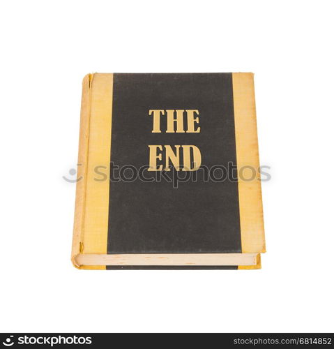 Old book with the title The End, white background