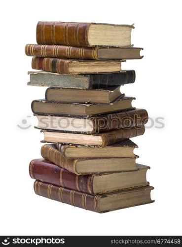 Old books isolated on white background with clipping path