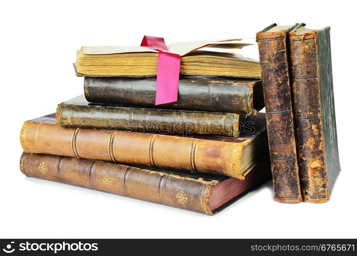 Old books on a white background