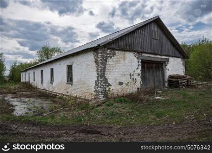Old brick abandoned barn